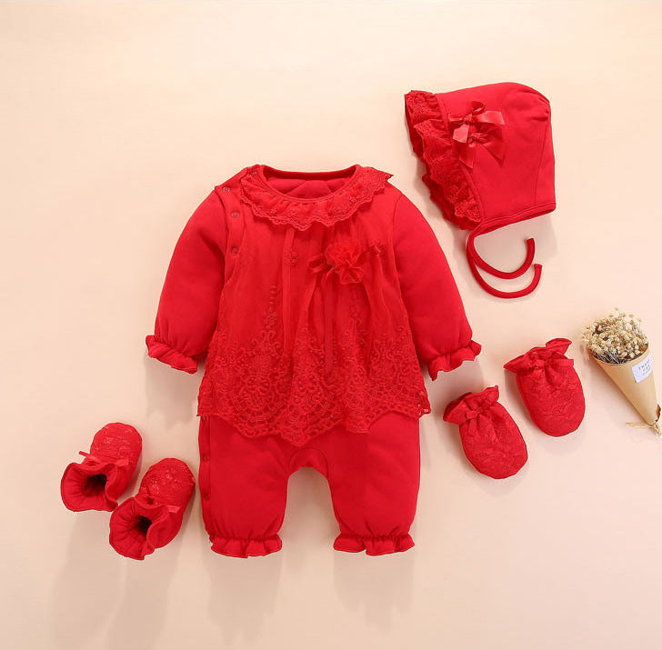 Four-piece thickened baby suit