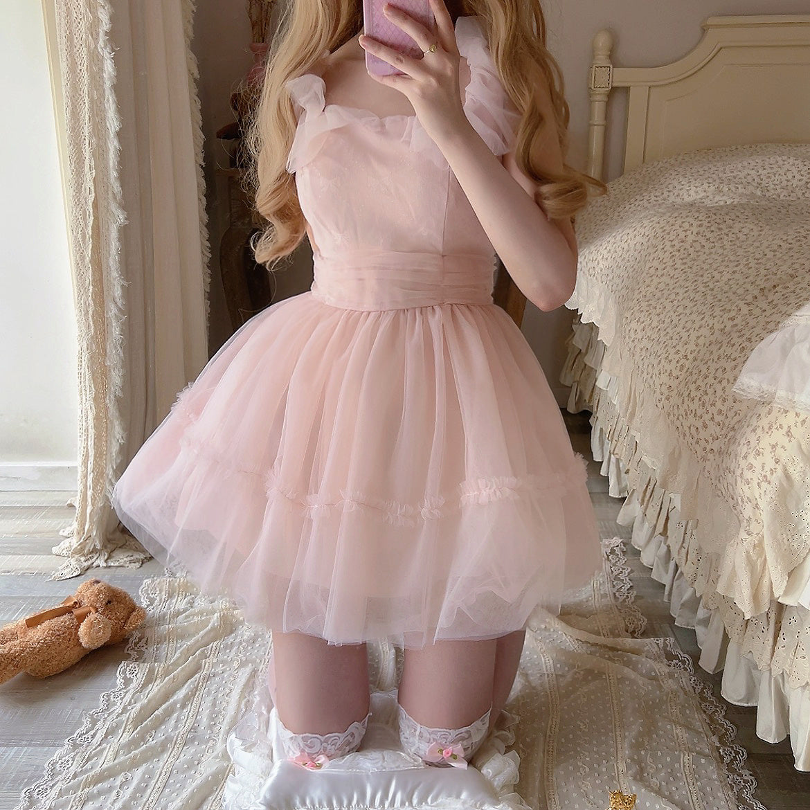 Sweet Princess Style Cute Mesh Skirt Dress Niche Design