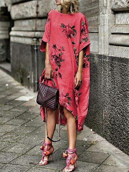 Women Summer Printed Floral Loose Dress