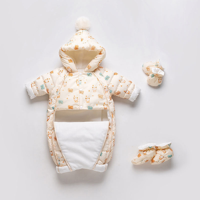 Baby Thickened Down Jacket Jumpsuit Printed Romper