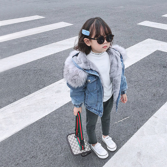 Veste en jean d'hiver en cachemire pour enfants