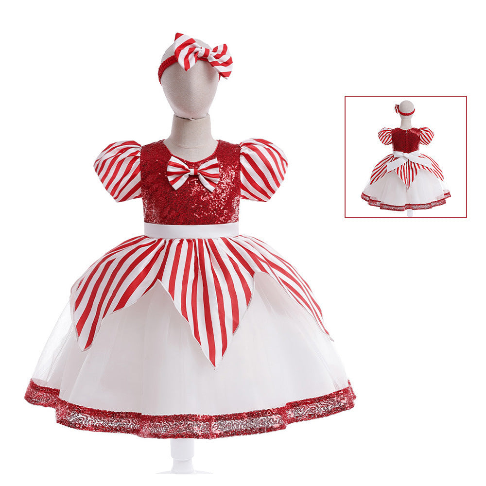 Robe de princesse à nœud pailleté simple pour filles