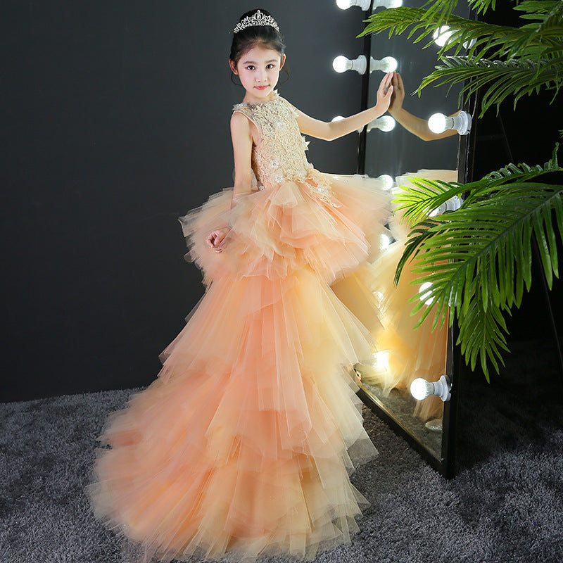 Robe de soirée filles princesse queue d'enfant