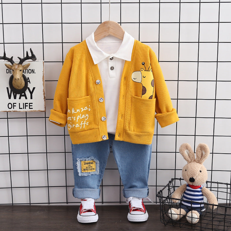 Cartoon Coat Three-piece Set 1-3 Years Old 4 Children's Clothes