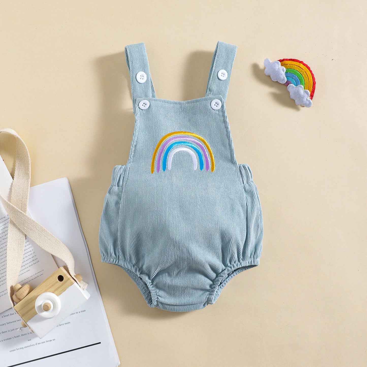 Children's Clothing Spring And Summer Rainbow Corduroy Romper