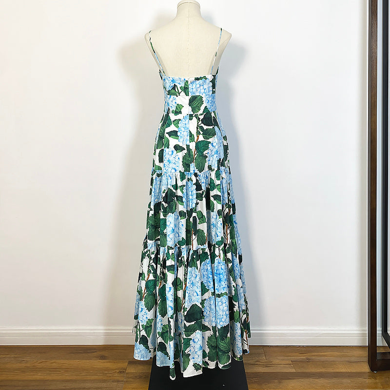 Robe féerique hortensia verte avec bretelles