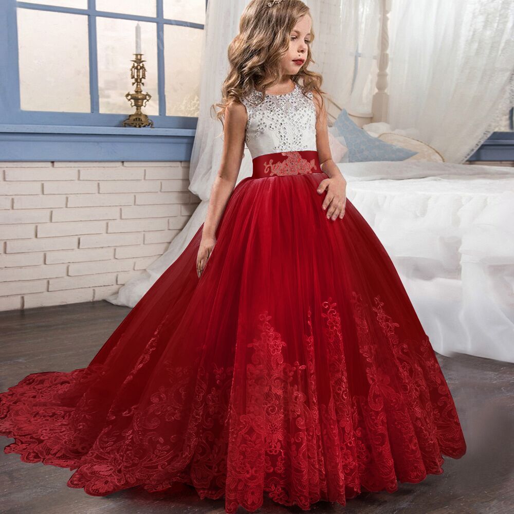 Girls' Wedding Dress Color Matching Puffy Princess Skirt