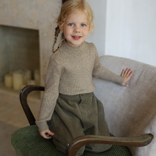 Vêtements pour filles, pull à demi-col roulé pour enfants, mode printemps et automne, tout avec une chemise à Base en tricot tendance