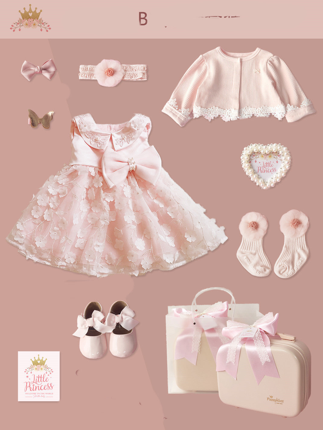 Coffret cadeau haut de gamme pour bébé, petite robe de princesse en dentelle, costume