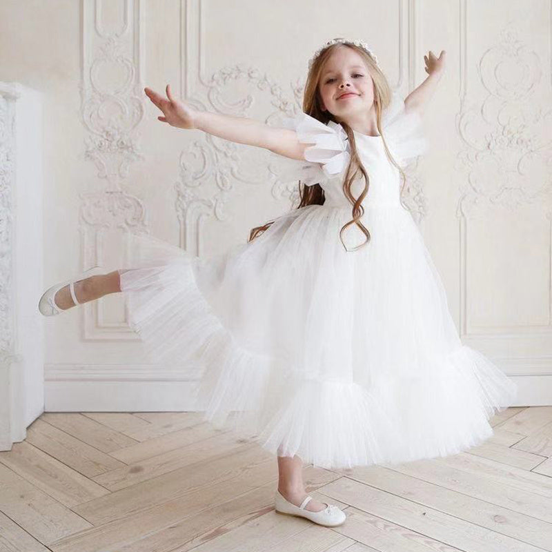 Robe de princesse d'anniversaire pour filles avec fil moelleux