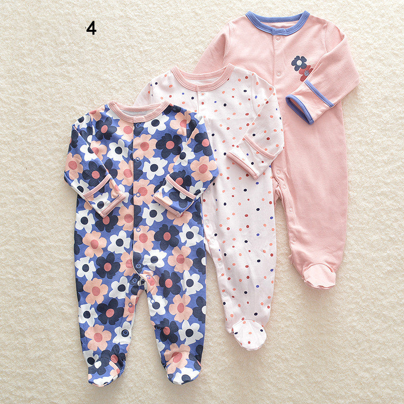 Three New Baby One Piece Rompers With Long Sleeves And Feet