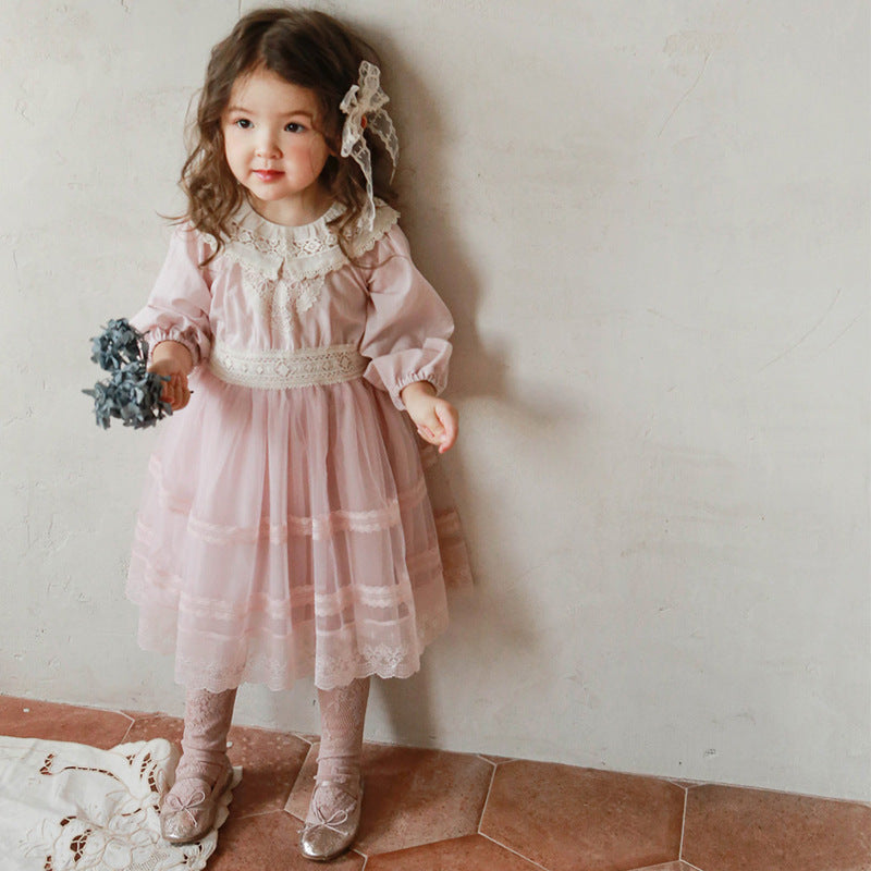 Long Sleeve Lace Puffy Princess Dress