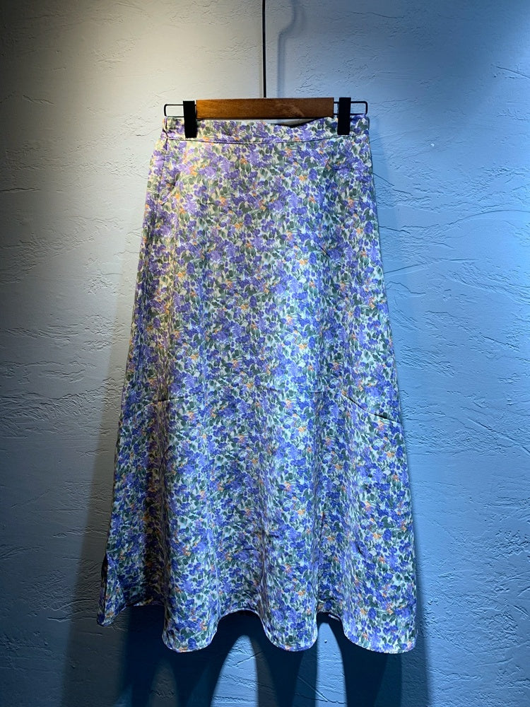 Draped umbrella skirt floral dress