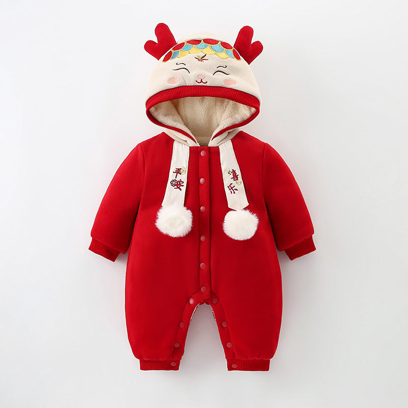 Baby Chinese New Year Clothes Winter Cotton-padded Jumpsuits