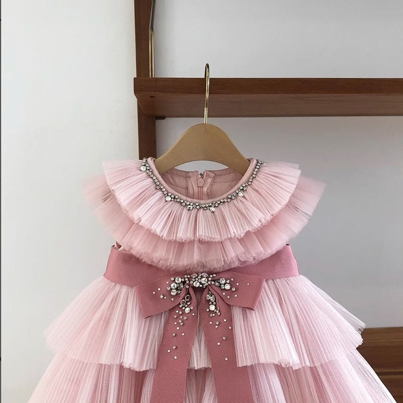 Robe tutu en tulle avec nœud d'anniversaire pour fille