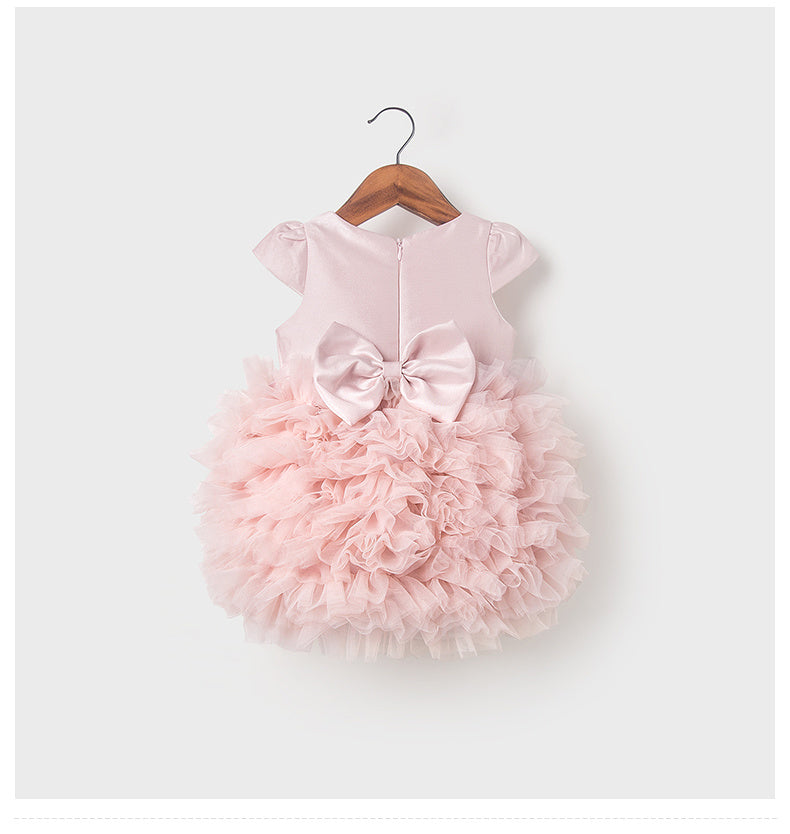 Girls' first birthday dress pink pettiskirt baby princess dress