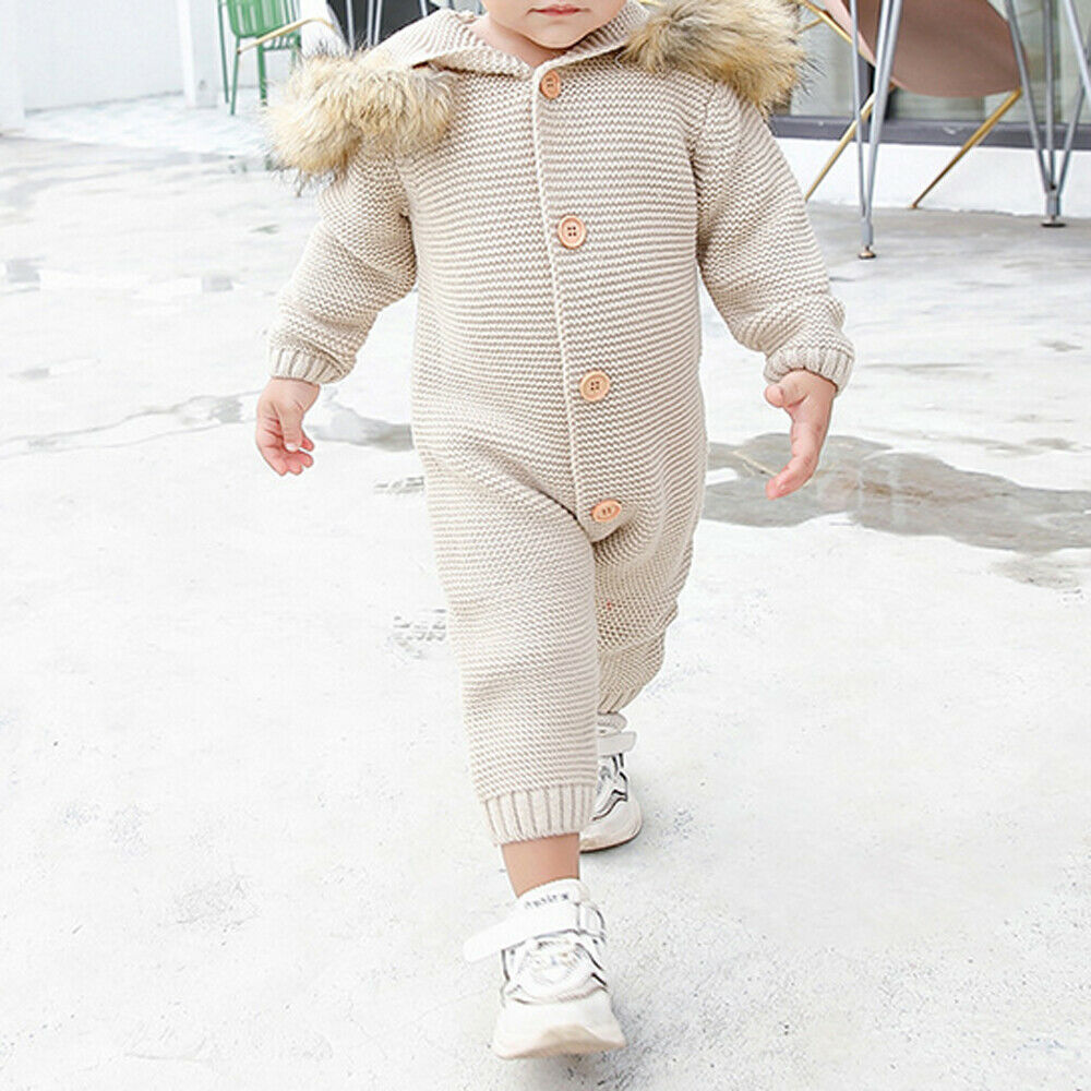 Children's hooded knitted jumpsuit