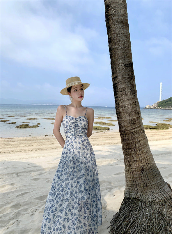 Vestido floral camisola con temperamento a la moda para mujer