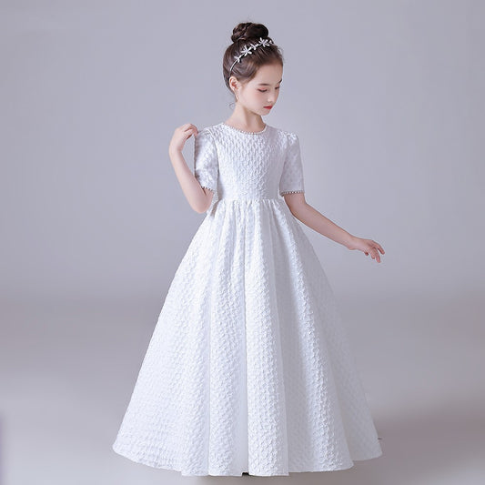 Children's Polyester Fiber White Dress