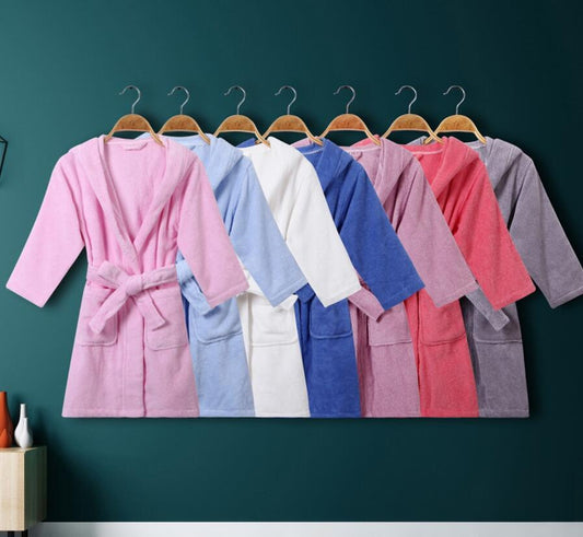 Children's Simple Solid Color Cotton Bathrobe