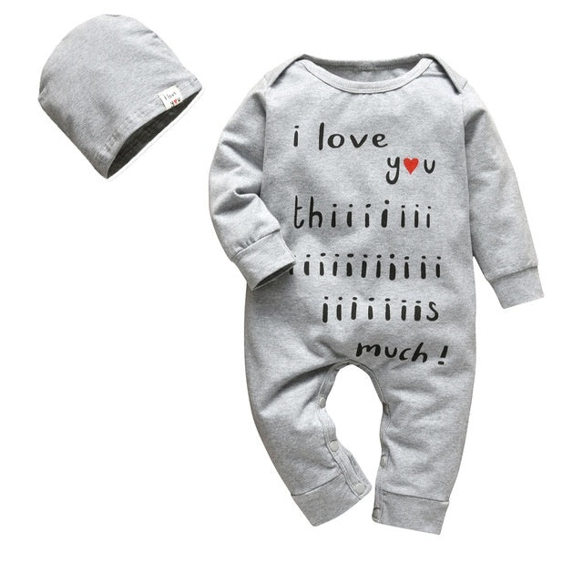 Baby boy cartoon long-sleeved jumpsuit cap