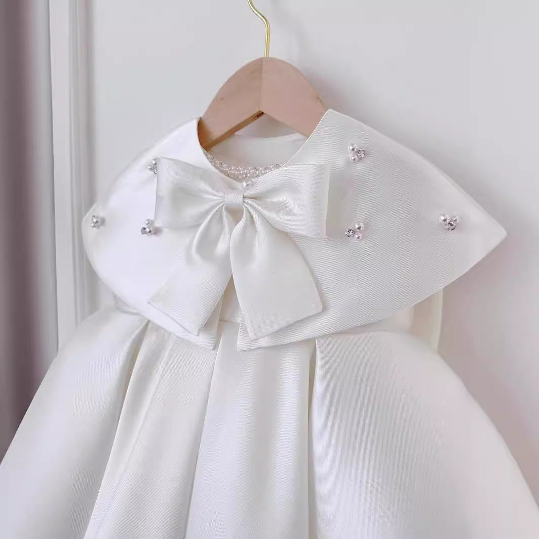 Girls' Minimalist White Versatile Shawl Jacket