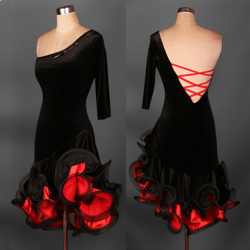 Costumes Competition Suit Velvet Latin Dance Dress