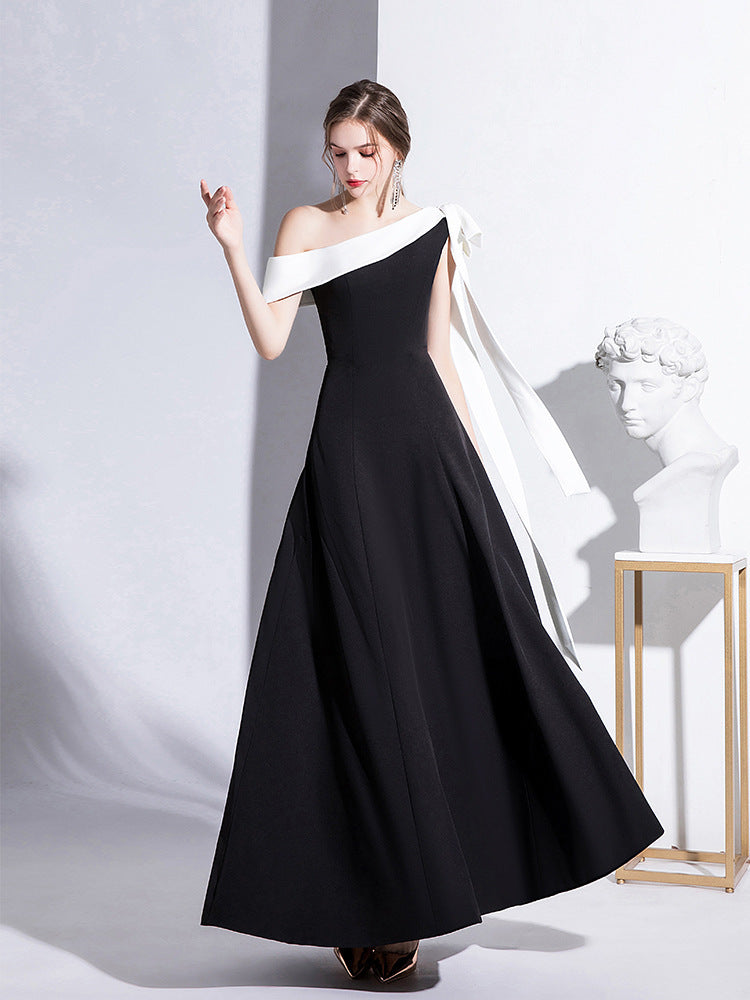 Women's Single Shoulder Socialite Temperament Long Dress