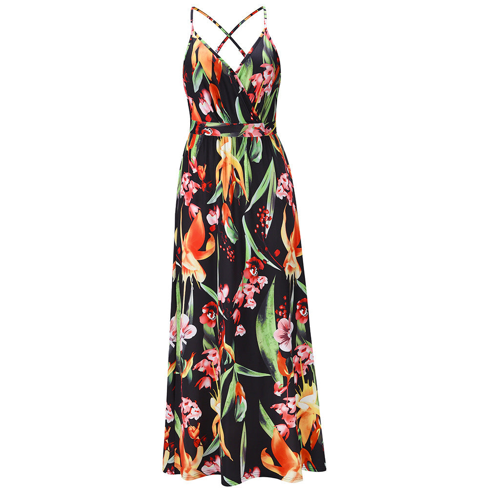 Women's Clothing Floral Suspender Beach Dress