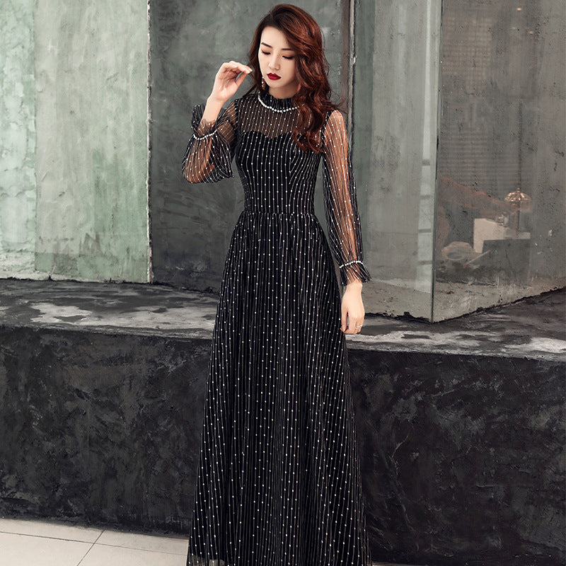 Women's Elegant Long Sleeve Long Party Dress