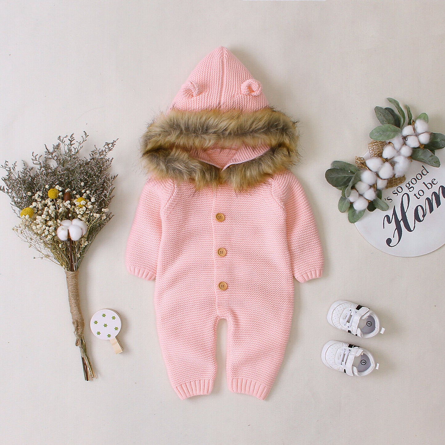 Children's hooded knitted jumpsuit