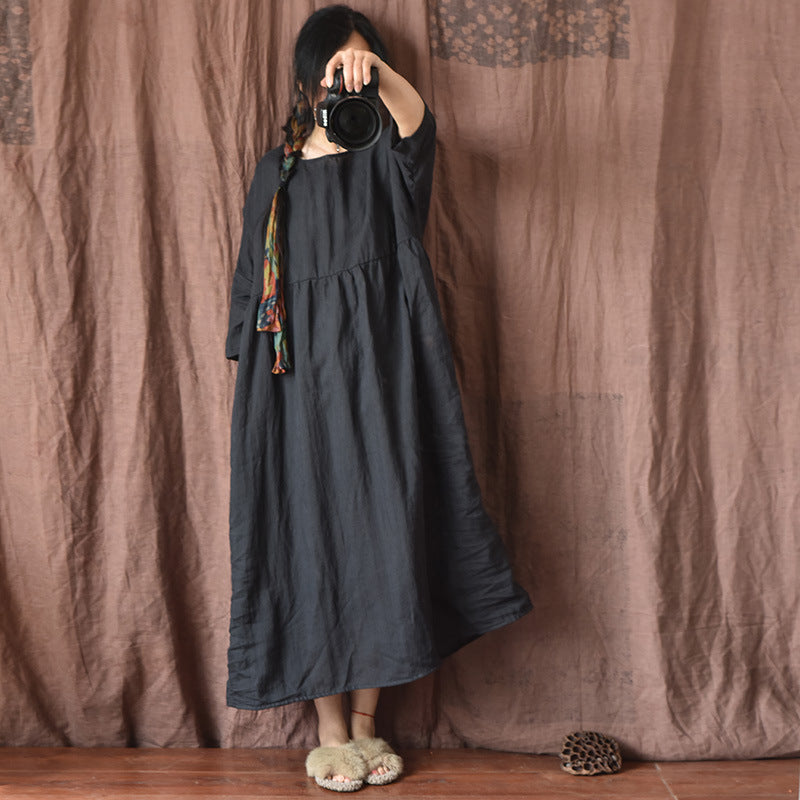 Women's Cotton And Linen Retro Dress