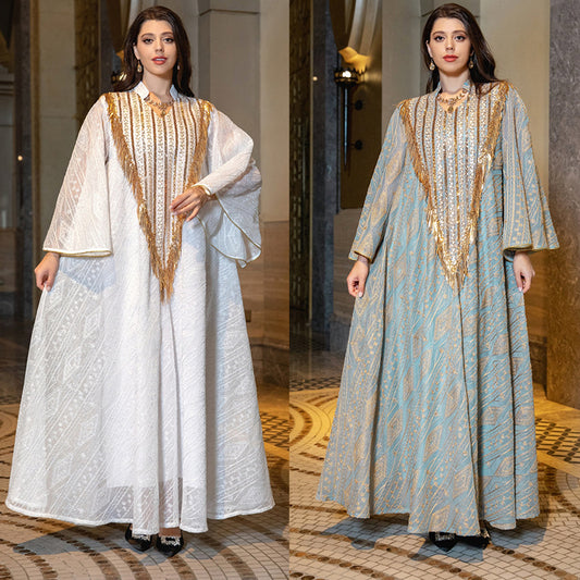 Robe de soirée de Festival arabe dubaï, en maille brodée, à paillettes, moyen-orient