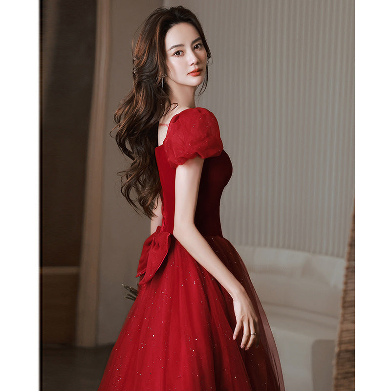 Toast Dress Senior Red Engagement Wedding Dress Party Dress For Women