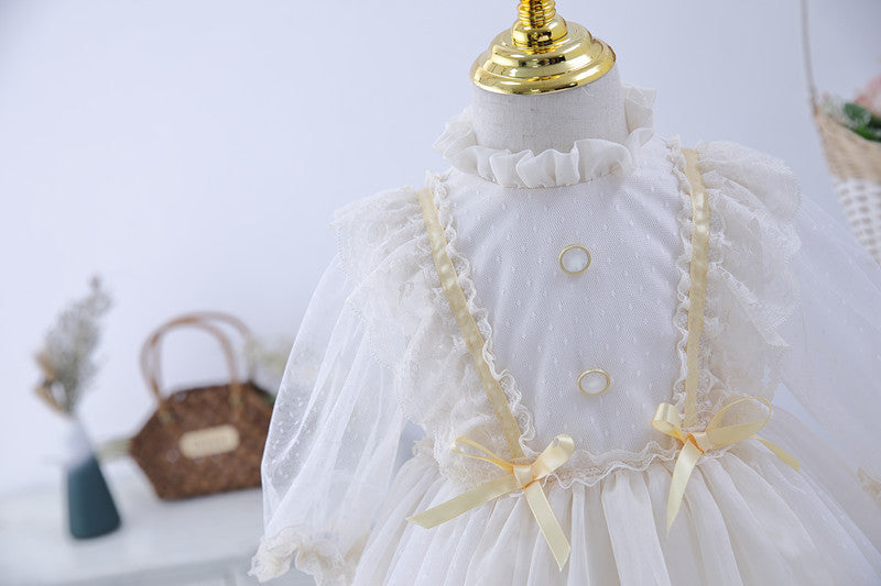 Robe de princesse bouffante en dentelle pour filles, jupe en gaze de Style occidental