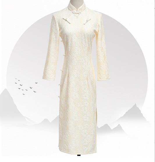 Cheongsam jaune amélioré pour jeune fille avec tempérament, nouvelle robe d'automne