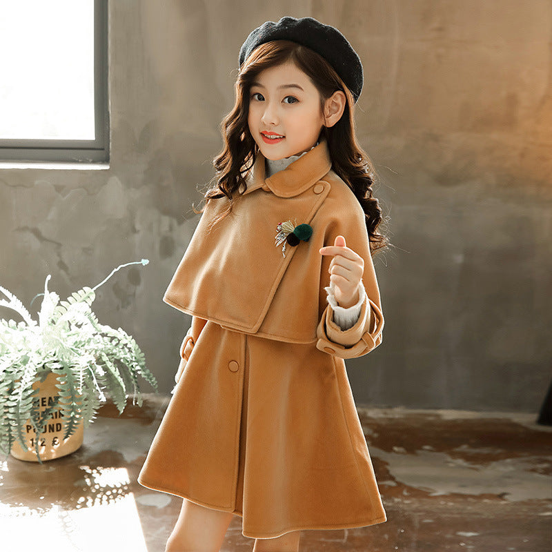 Two-piece Woolen Dress For Little Girls