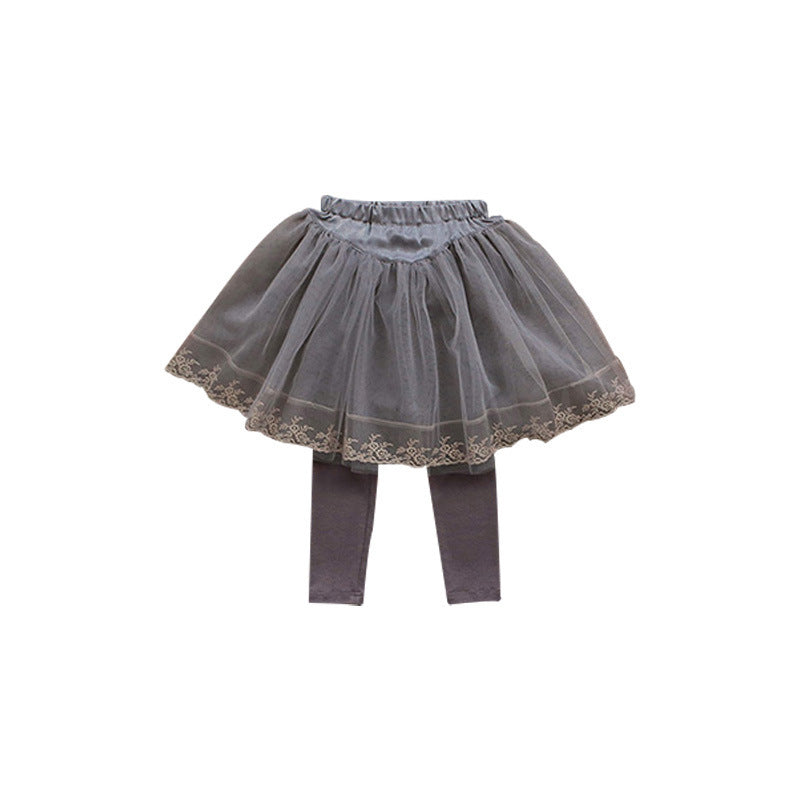 Children's Fluffy Yarn Fake Two-piece Skirt Pants Original