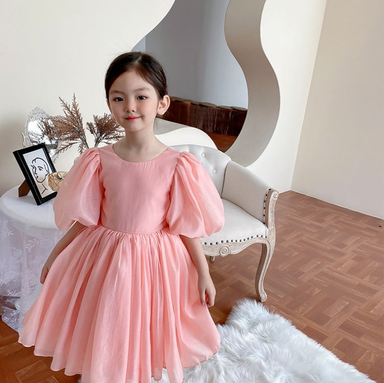 Vestido de princesa de estilo occidental con manga de burbuja para niños