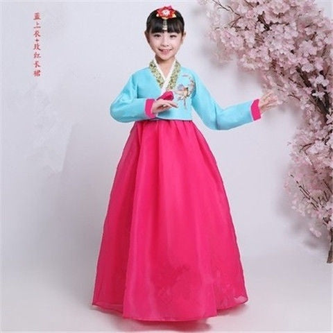 Ropa Fotografía Coreana Actuación de minorías para niños Traje de baile para niñas Hanbok