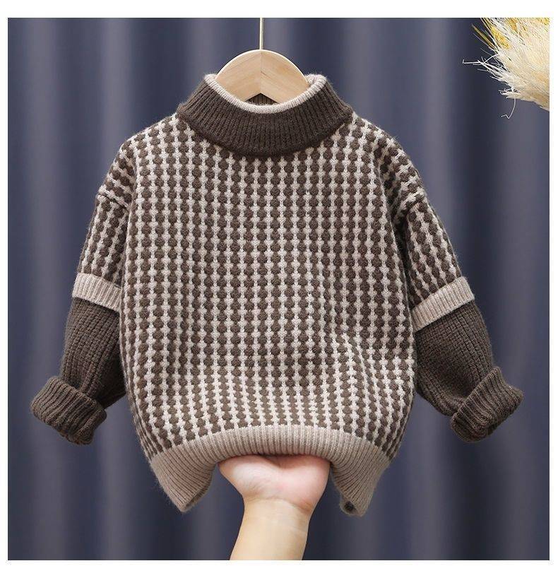 Pull épais pour enfants, couleur unie, Simple, à la mode