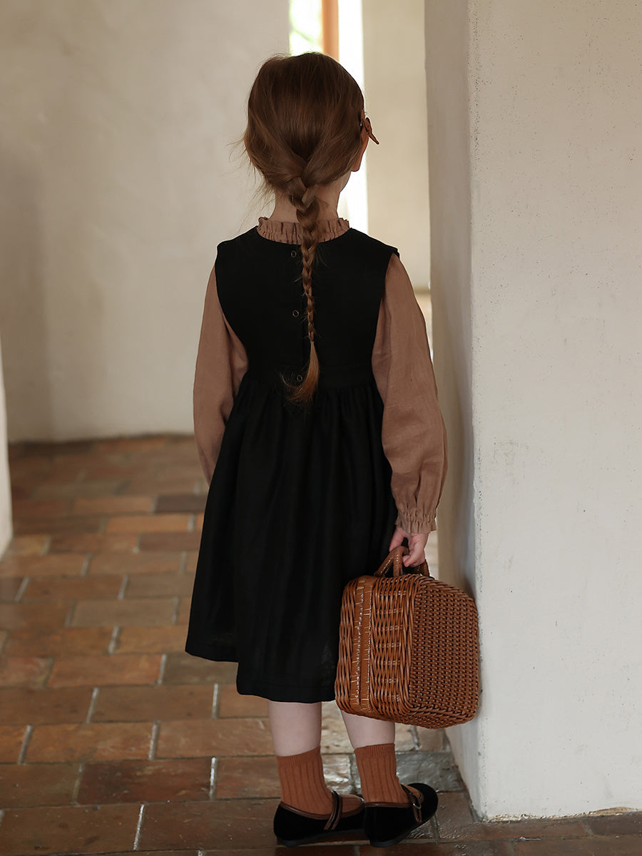 Linen Tank Top Skirt Lace Collar