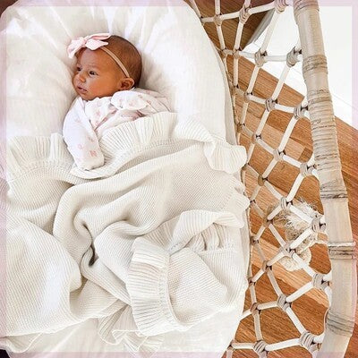 Knitted Baby Blankets Newborn Swaddle Wrap Ruffle