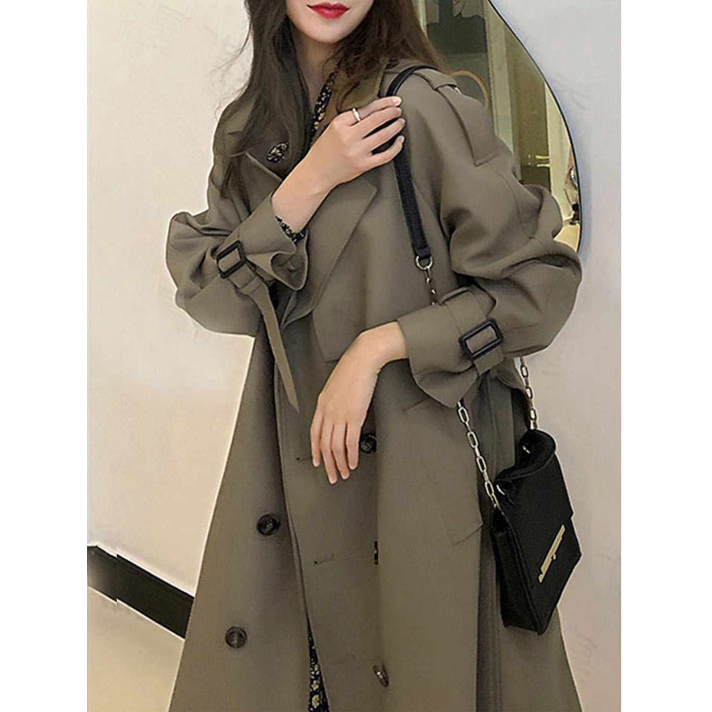 Trench-Coat tendance pour femmes, manteau à double boutonnage, trench-coat pour femmes coréennes, trench-coat surdimensionné élégant, vêtements de printemps, vêtements pour femmes