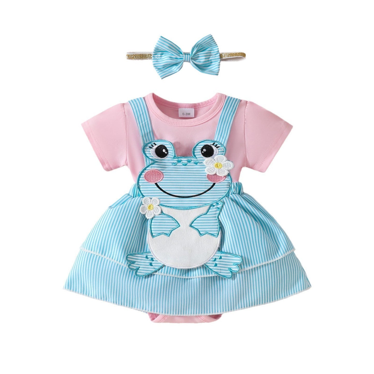 Robe double épaisseur à manches courtes pour fille Cute Frog