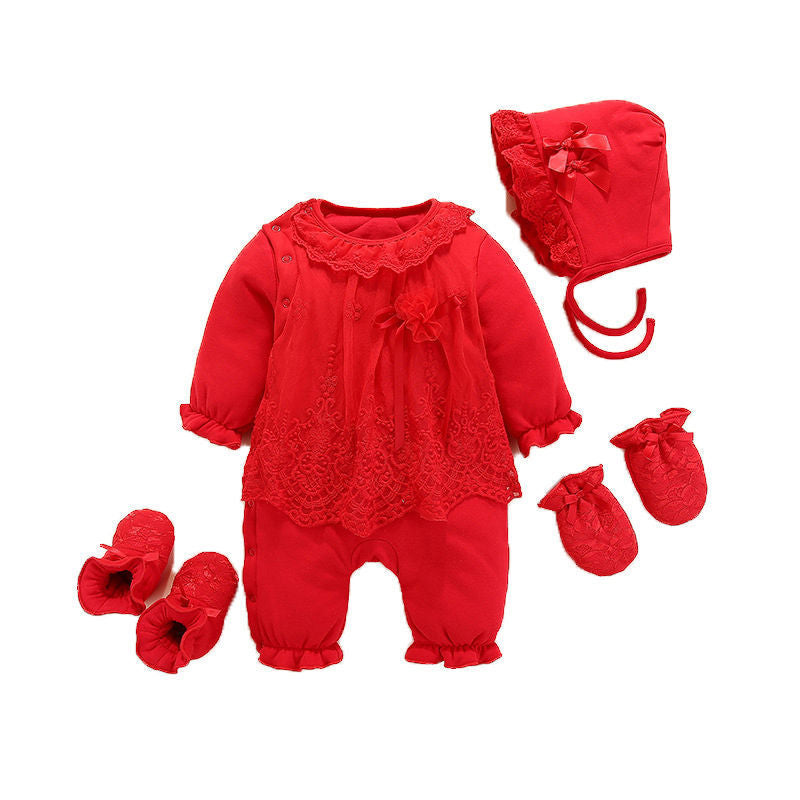 Four-piece thickened baby suit