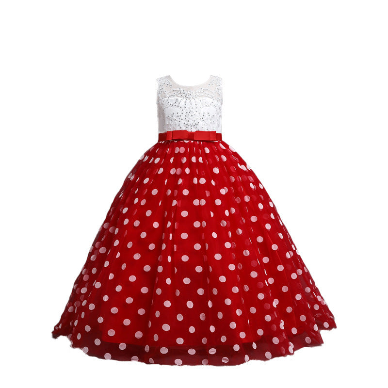 Robe de princesse à pois pour filles, Costumes de Piano pour enfants, défilé