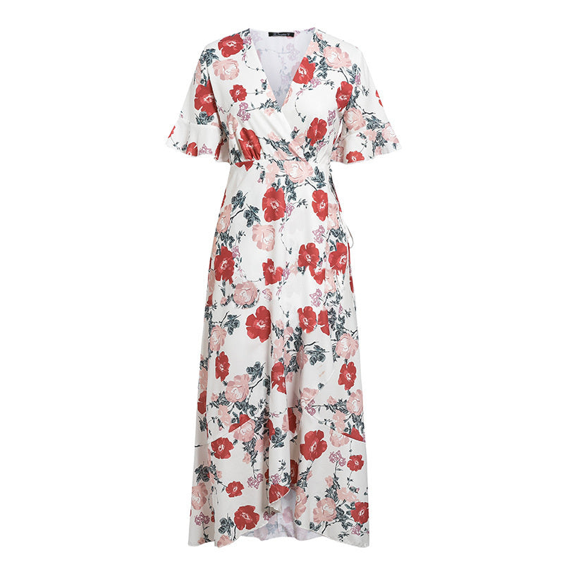 Holiday style floral long dress