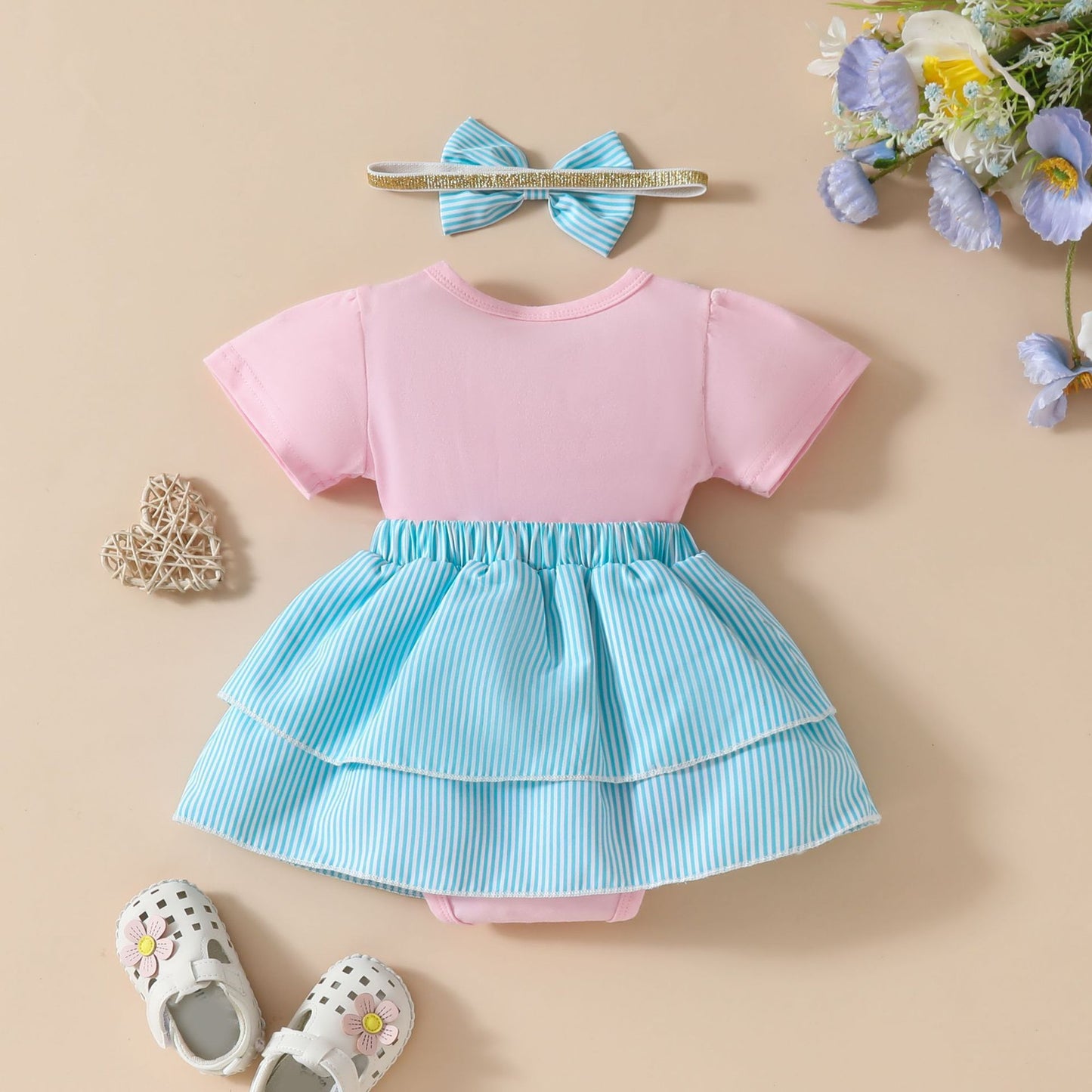 Robe double épaisseur à manches courtes pour fille Cute Frog