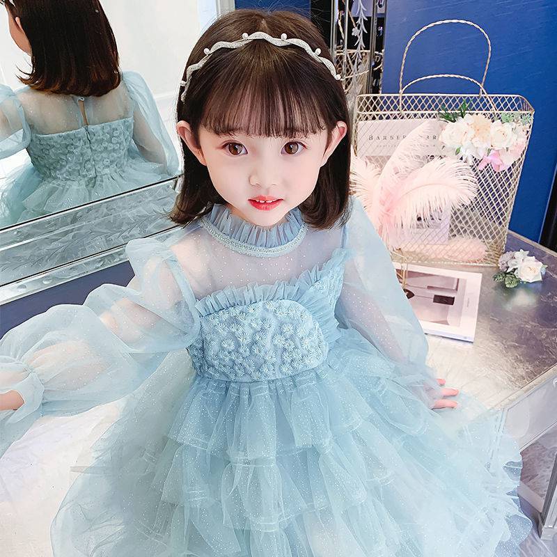 Girls' Spring Dress Children's Korean Style Mesh Yarn